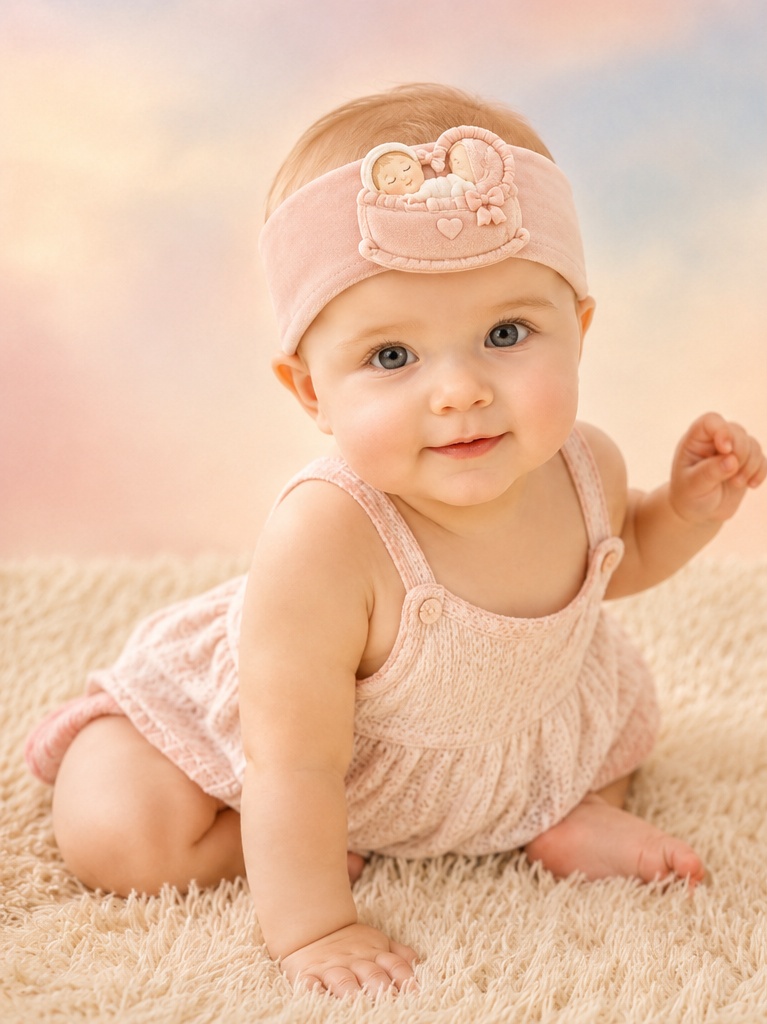 B2B Baby-Plüsch-Haarband mit Wiegenpuppe für Boutique-Geschenke