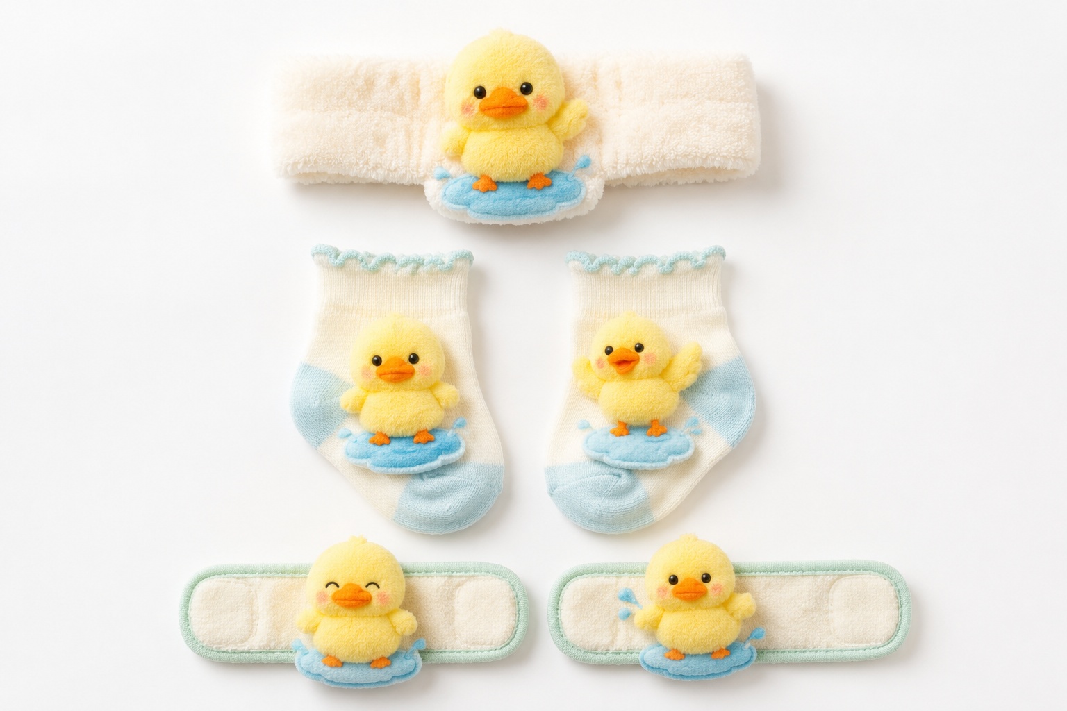 Wholesale Duckling Baby Plush Headband Gift Set with Socks & Wristbands | Coordinated Boutique Newborn Accessories