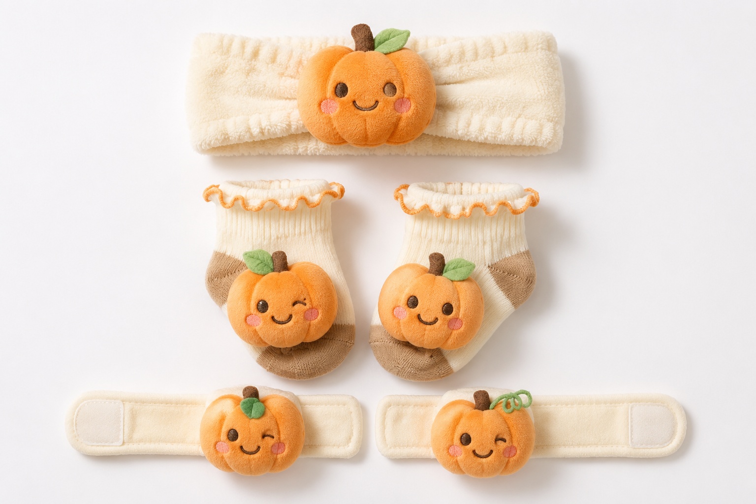 Wholesale Pumpkin Baby Gift Set with Plush Headband, Socks and Wristbands