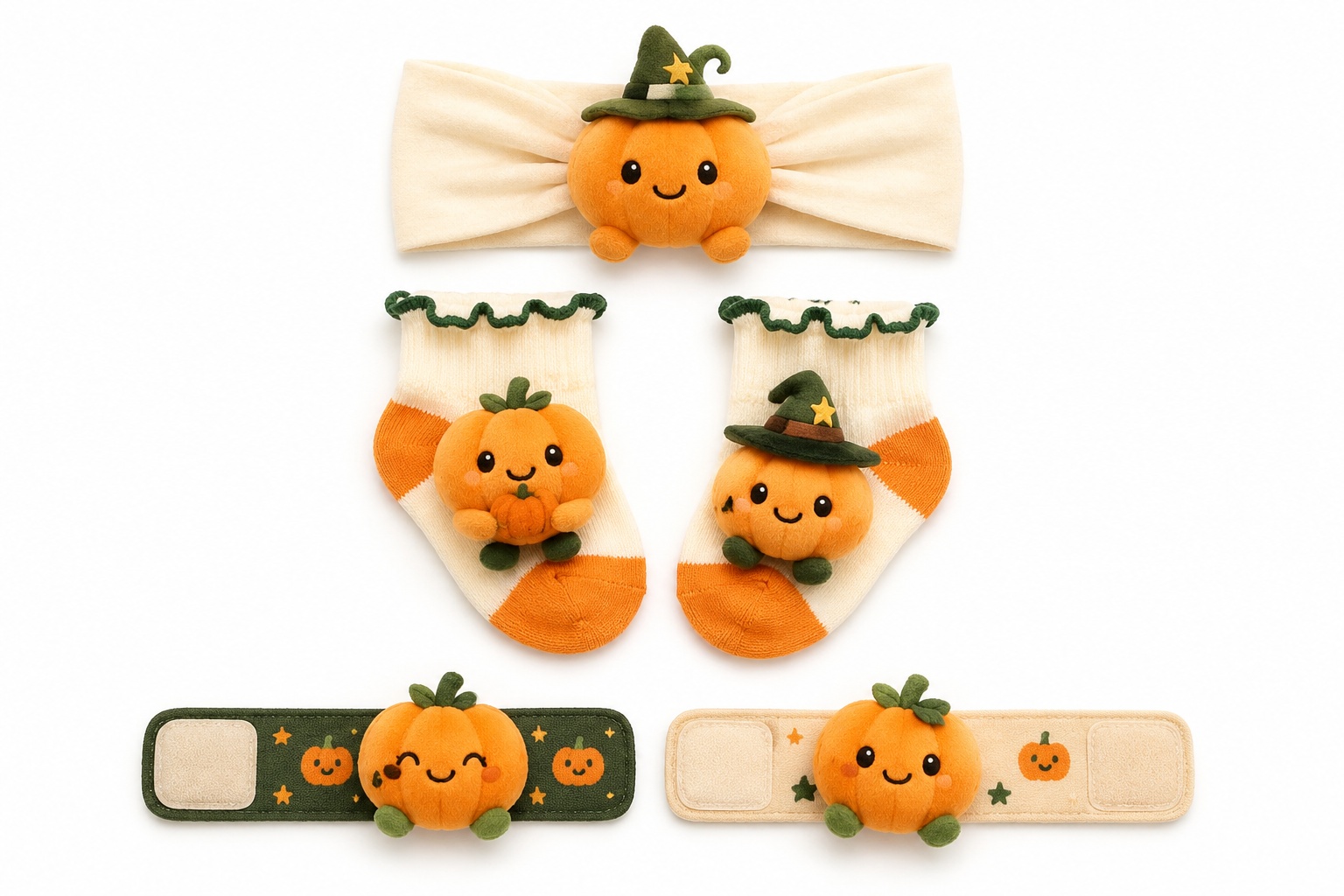 Wholesale Pumpkin Baby Headband, Socks & Wristband Gift Set for Boutiques