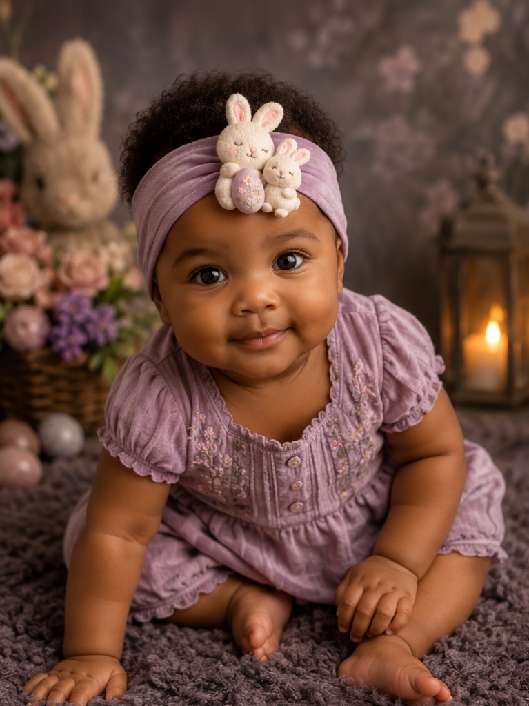 Wholesale Purple Plush Bunny Baby Headband for Photo Studios & Gift Retail