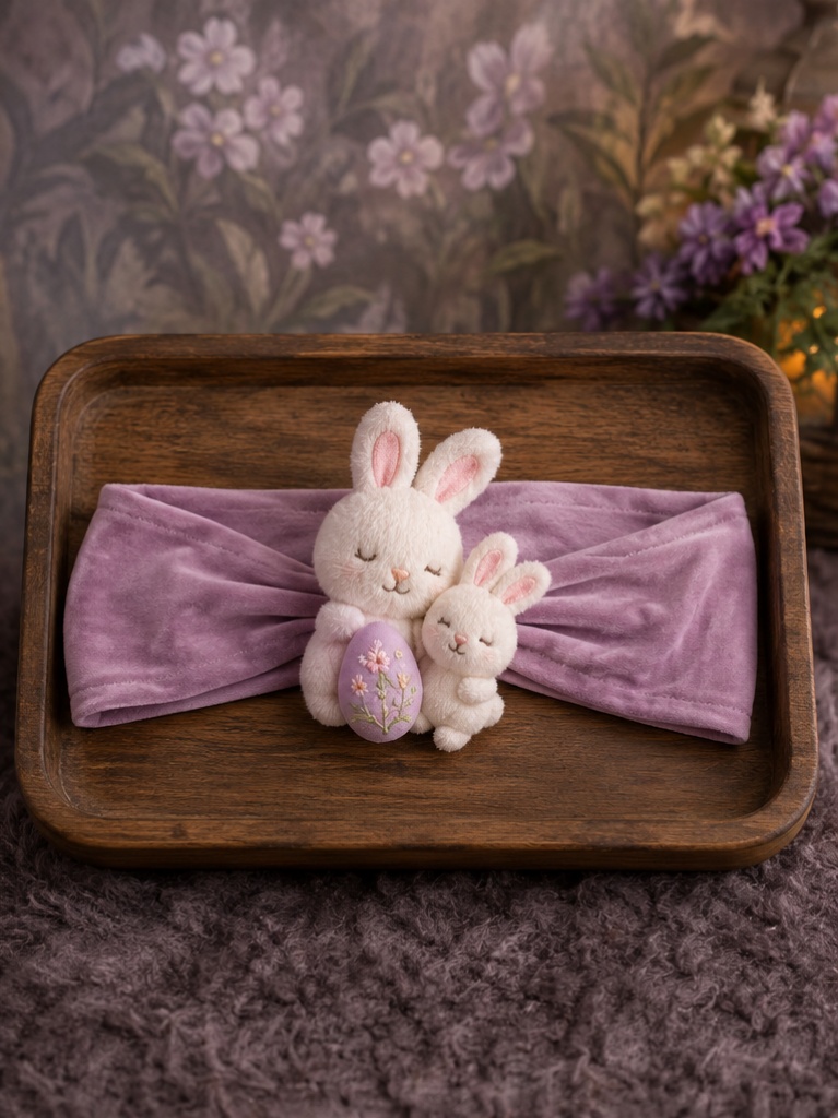 Wholesale Purple Plush Bunny Baby Headband for Photo Studios & Gift Retail