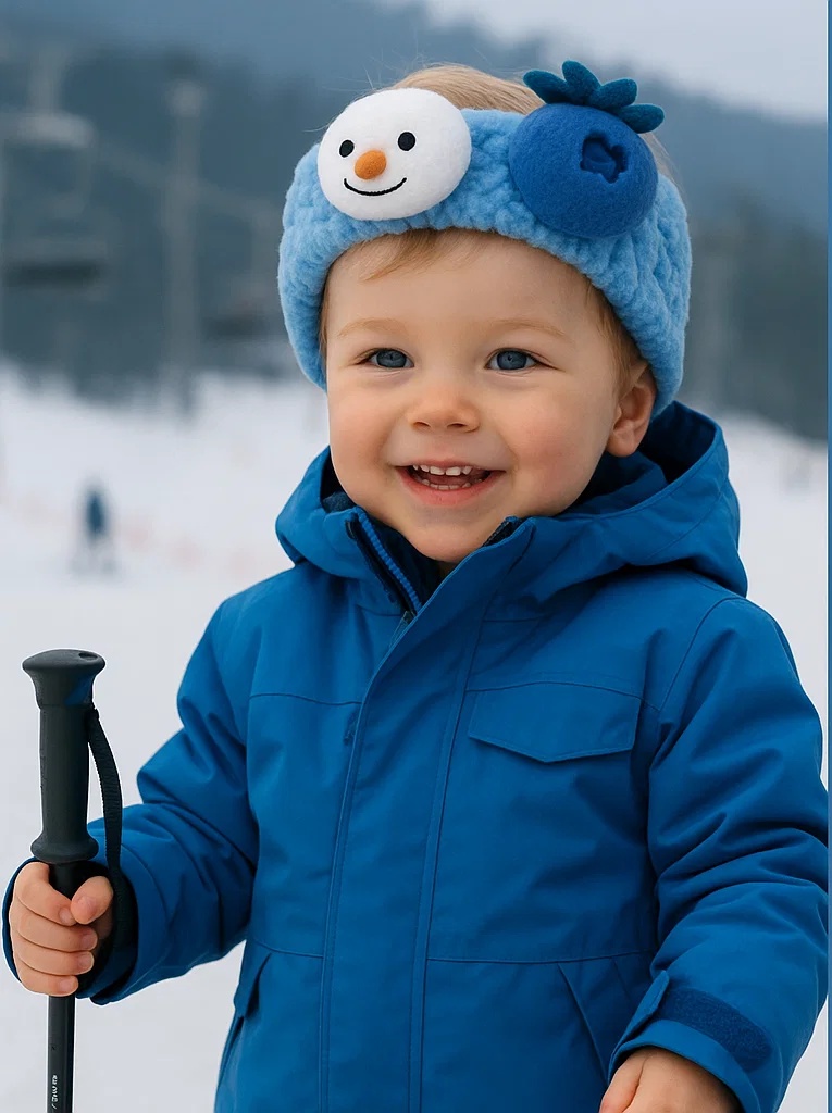 Baby Headband with Snowman and Blueberry