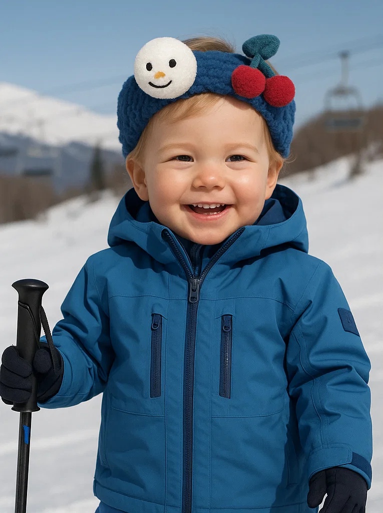 Baby Headband with Snowman and Cherries