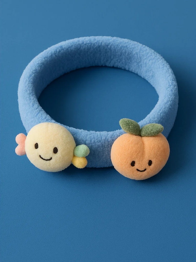Baby Headband with Peach and Smiley Cloud