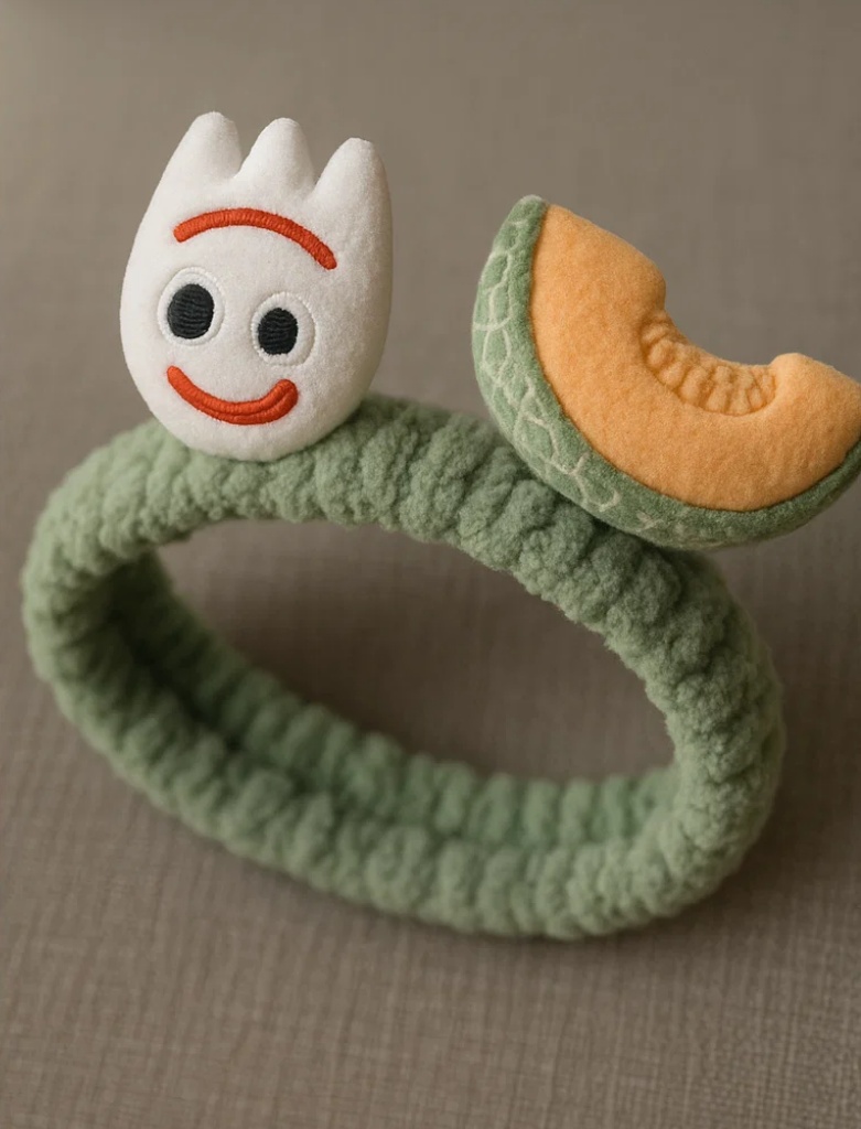 Diadema de Felpa para Bebés con Tenedor y Melón – Accesorio Adorable para Fotos