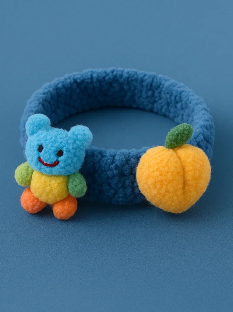 Baby Headband with Yellow Peach and Smiley Cloud