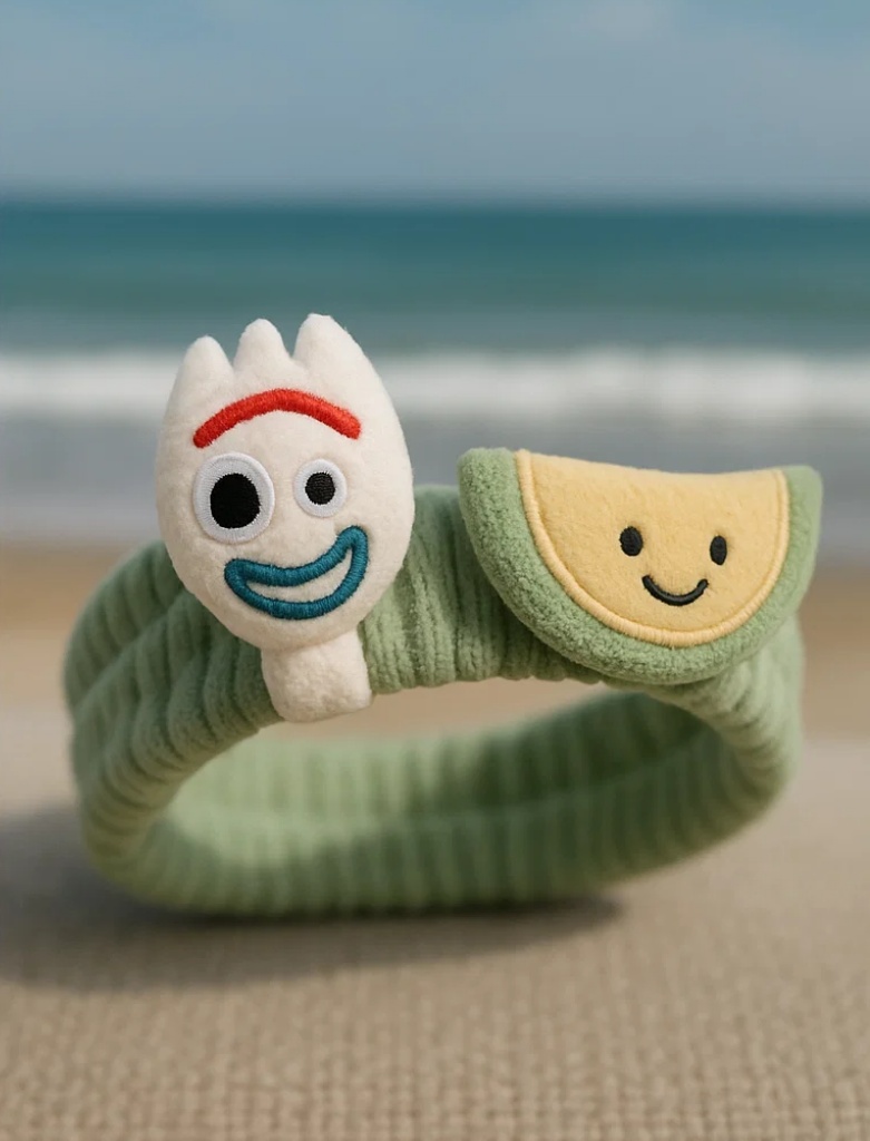 Fork & Melon Slice Baby Headband – Refreshing Plush Green Design