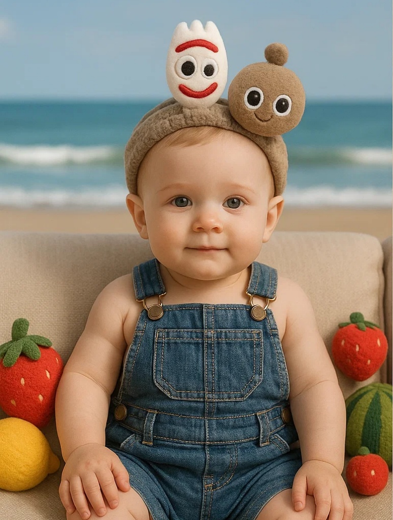 Fork & Onion Baby Headband – Creamy White Soft Plush