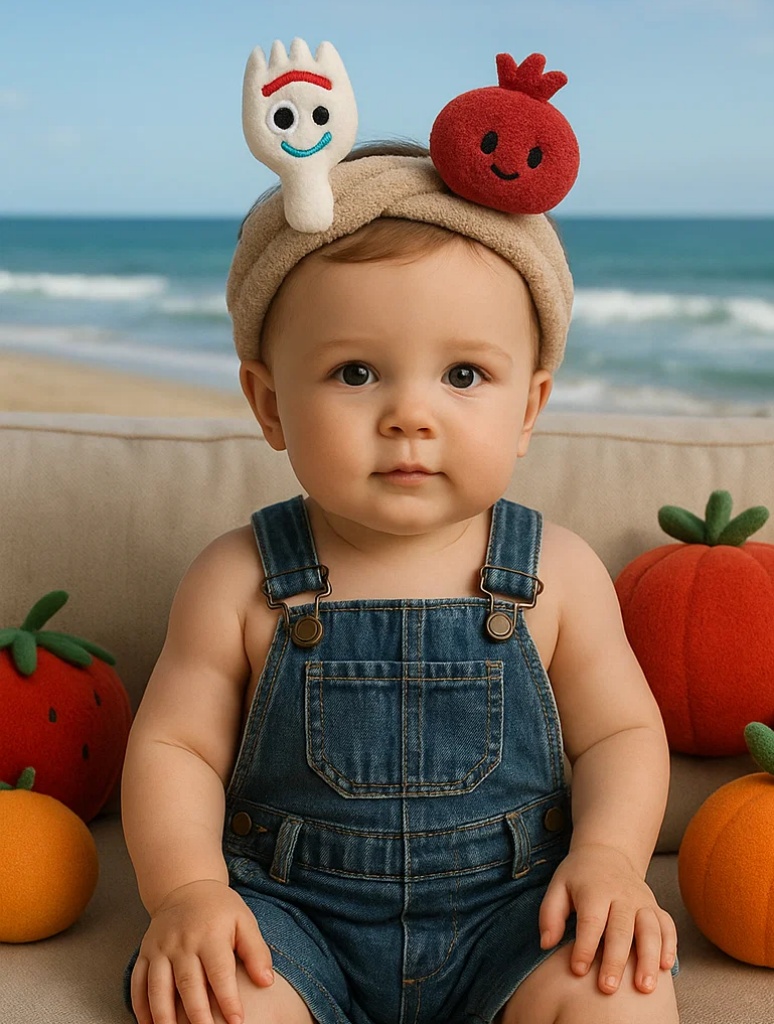 Diadema infantil con diseño de granada y tenedor - accesorio cómodo
