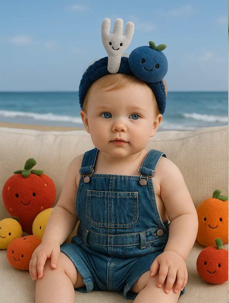 Blueberry & White Fork Plush Baby Headband – Cool & Cute Boutique Accessory