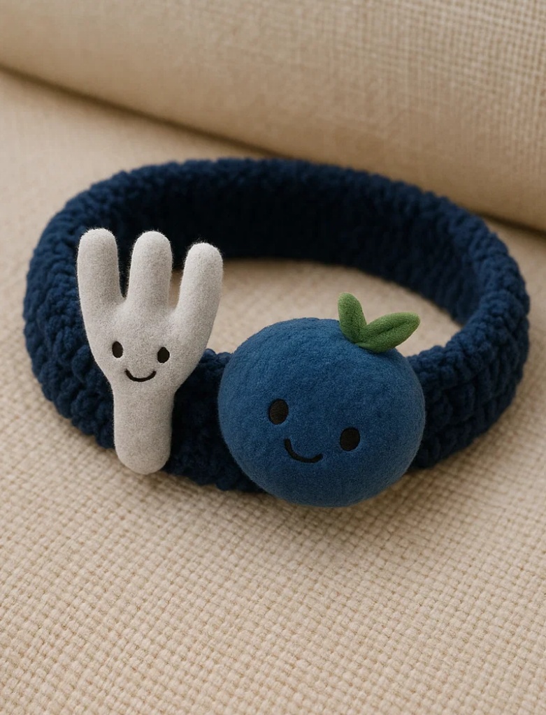 Blueberry & White Fork Plush Baby Headband – Cool & Cute Boutique Accessory