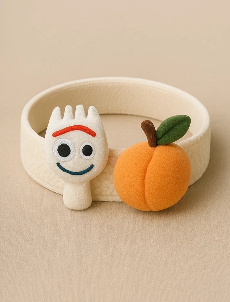 Orange & Smiley Fork Plush Headband – Bold Baby Gift for Retail Boutiques