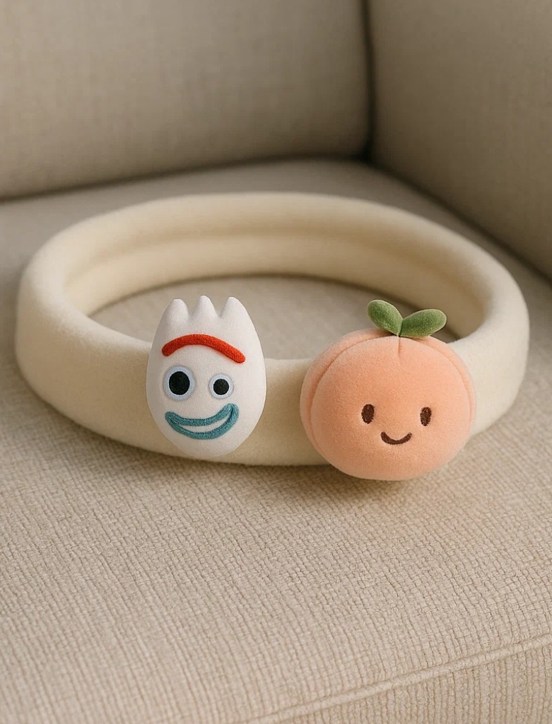 Cartoon Fork & Smiling Peach Baby Headband – Perfect for Boutique Baby Gifting