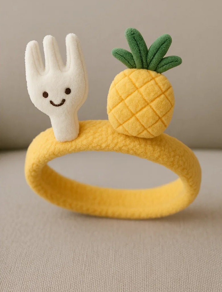 Pineapple & Smiling Fork Baby Headband – Fresh Tropical Style for Boutiques