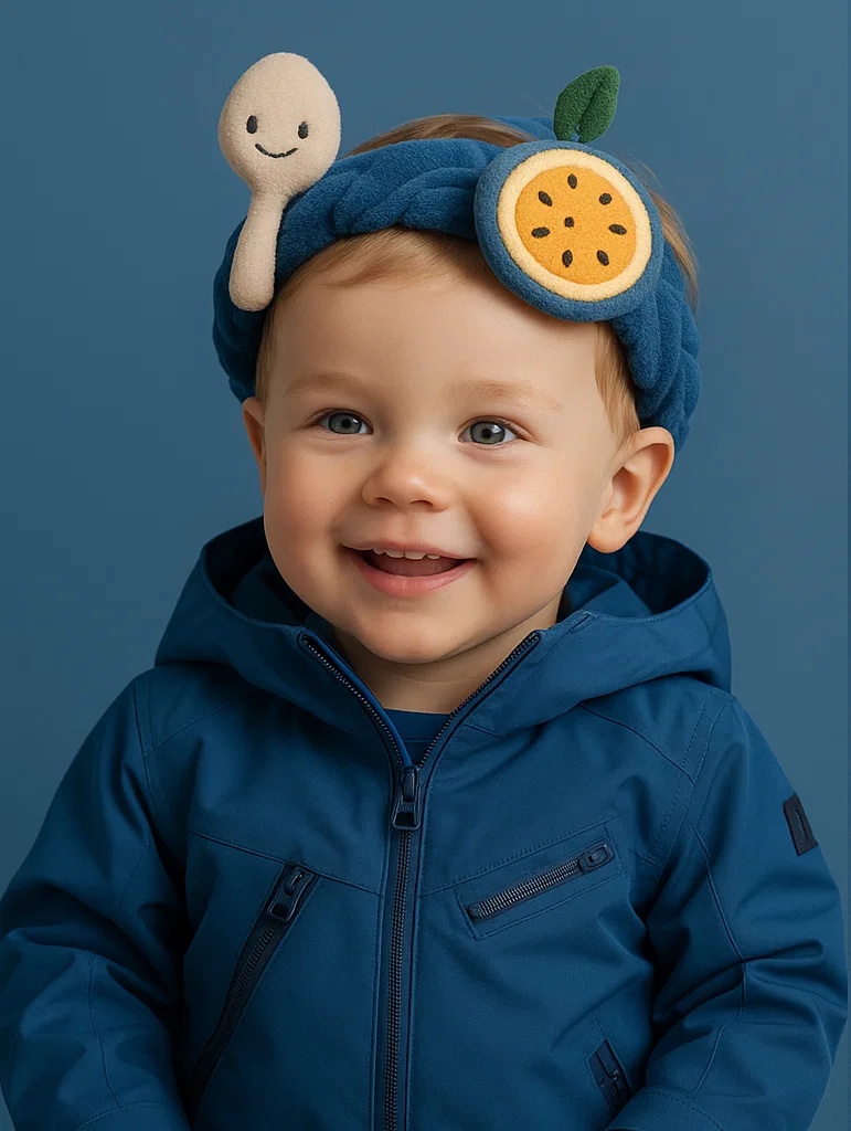 Spoon and Orange Fruit Headband for Babies and Toddlers