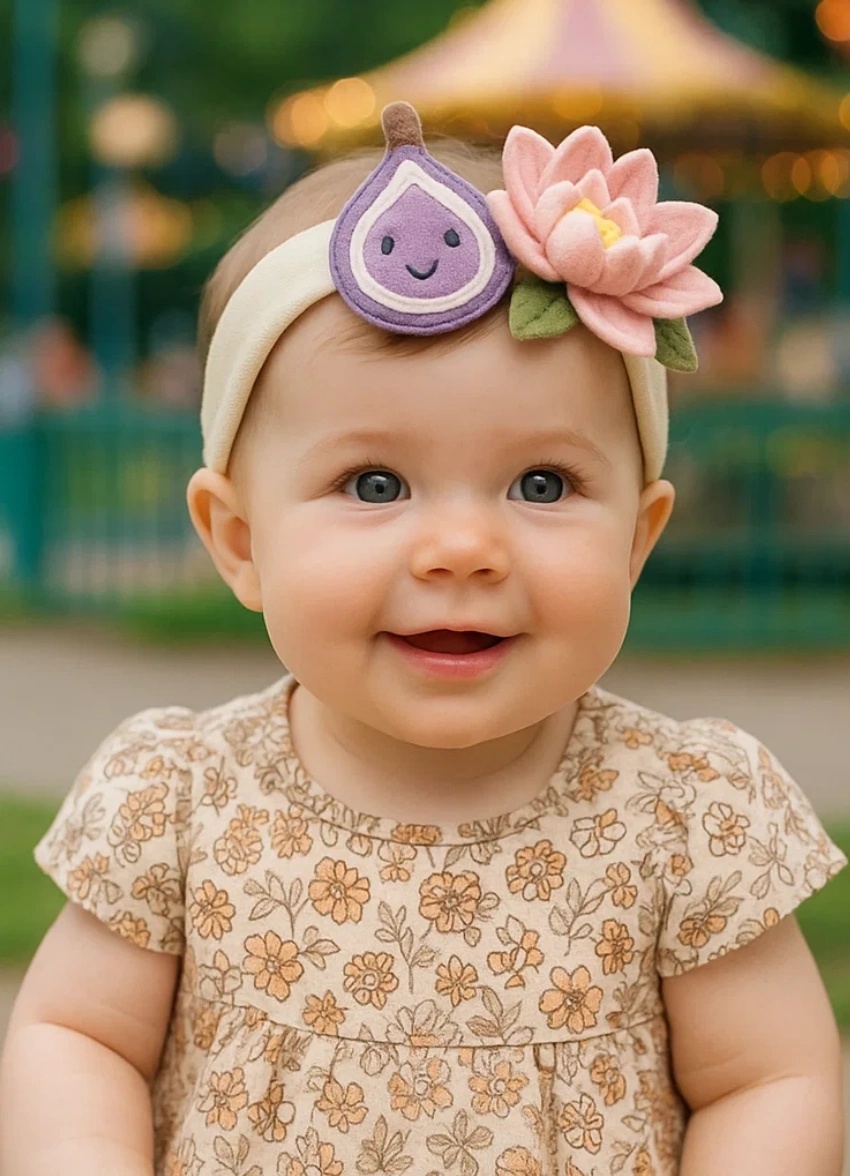 The Ultimate Baby Headband – Featuring a Magical Fig and Lotus Flower Design, Guaranteed to Make Your Little One the Star of Any Event!