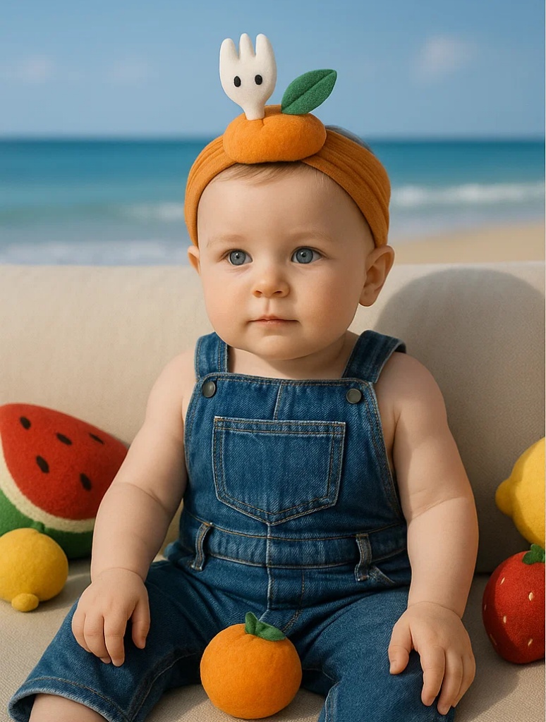 Orange & White Fork Plush Baby Headband – Fresh Pick for Retail Baby Gifts
