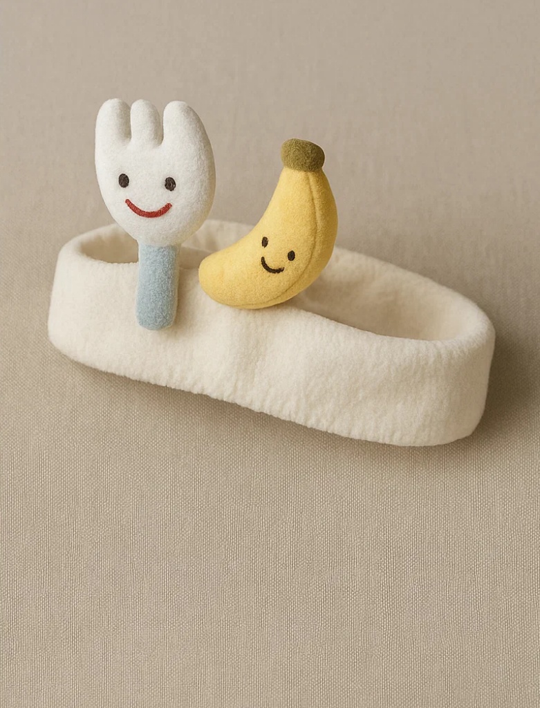Cute Banana & Blue Fork Plush Headband – Infant Hairband for Gift Sets