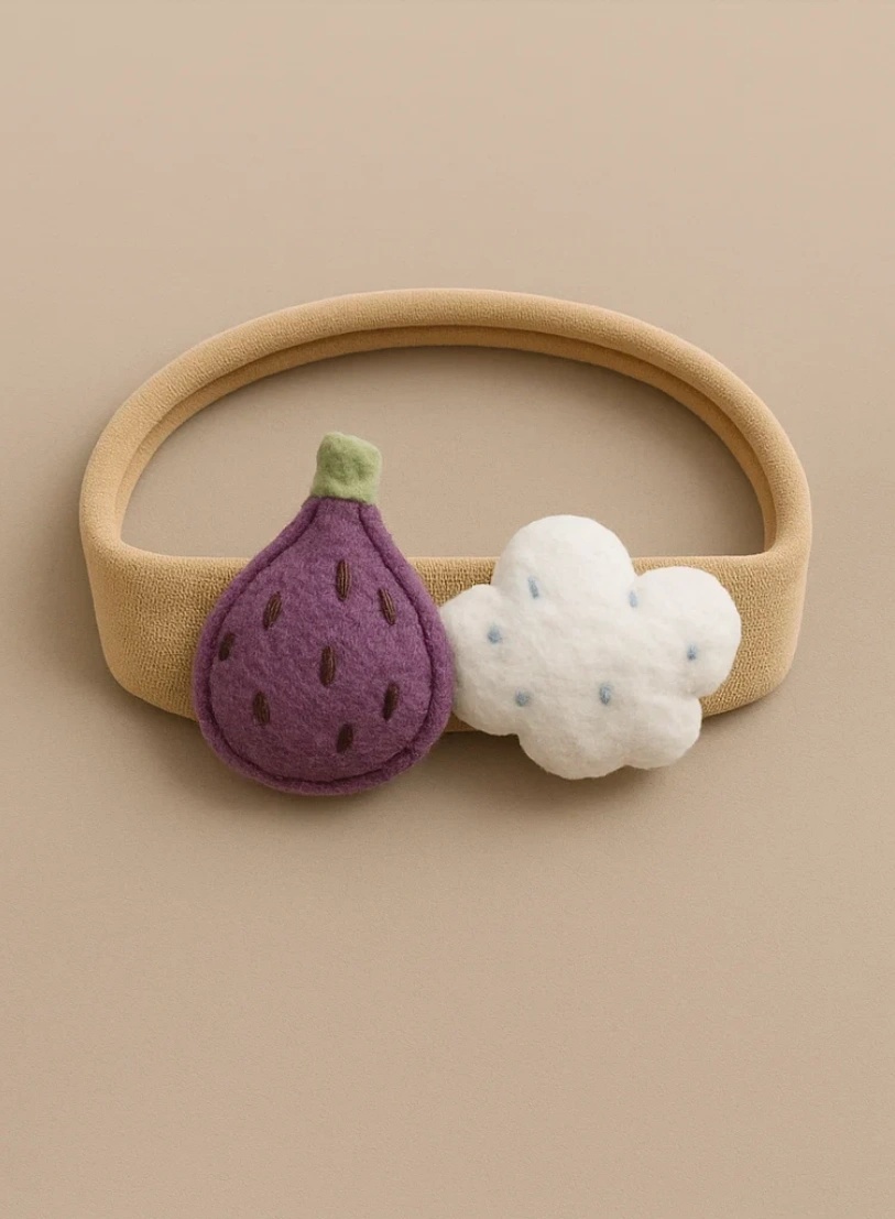 Custom Fig and Cloud Baby Headband – Personalized Design for Your Little One’s Special Moments!