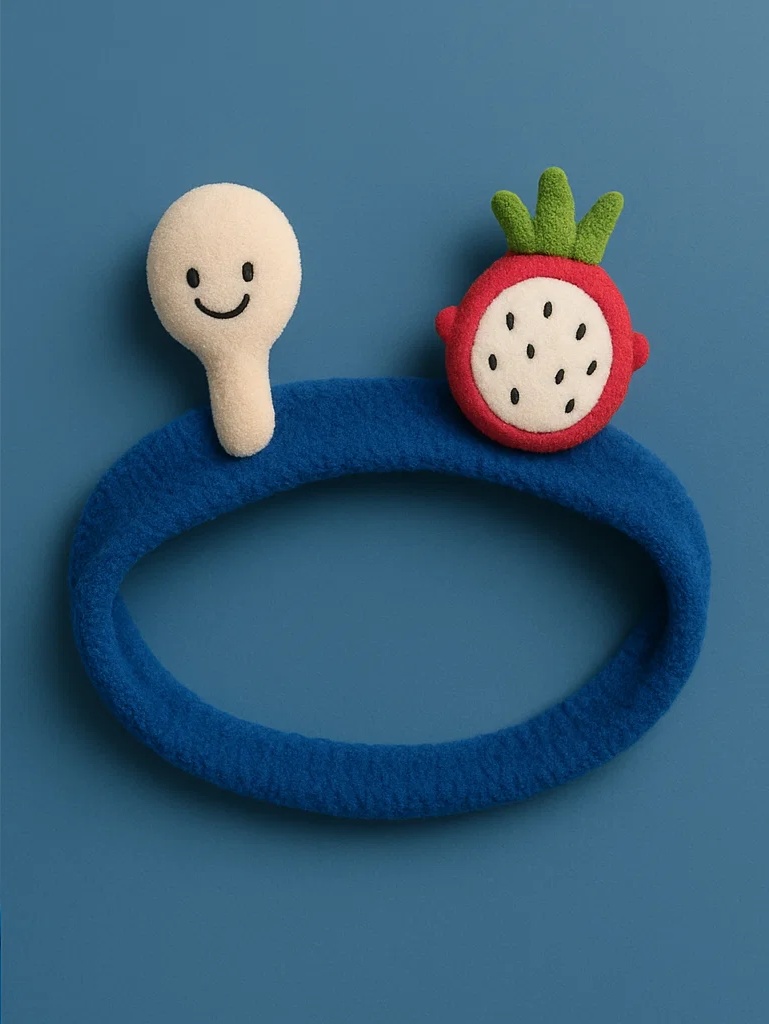Diadema de bebé con cuchara y fruta del dragón adorable – suave y cómoda