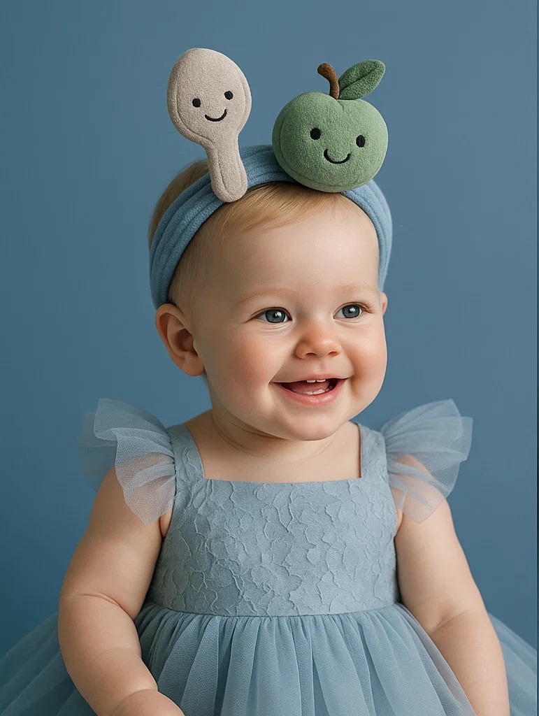 Spoon and Green Apple Headband for Babies