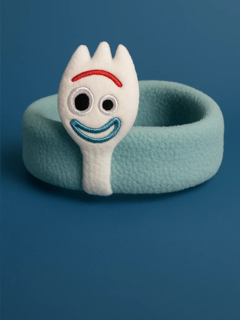 Forky Headband with Blue and White Design