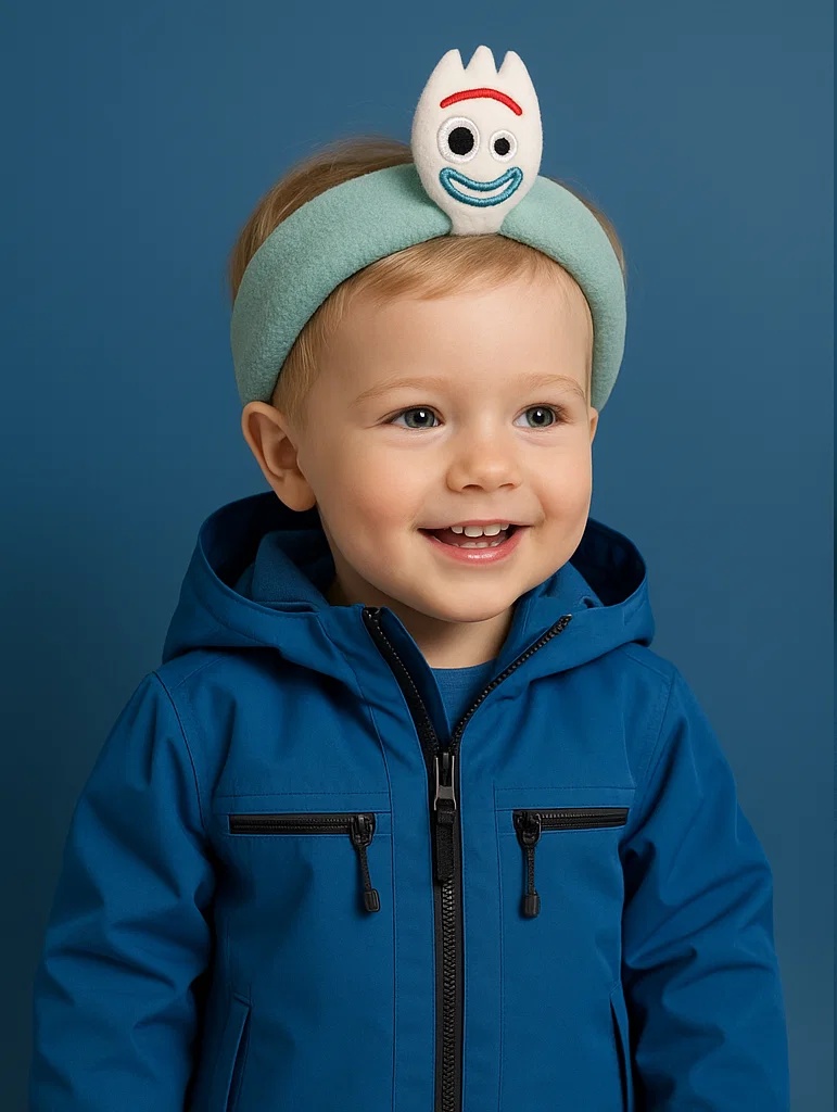Forky Headband with Blue and White Design