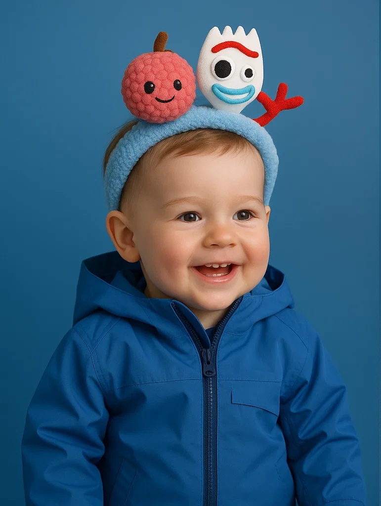 Forky Headband with Raspberry and Cherry