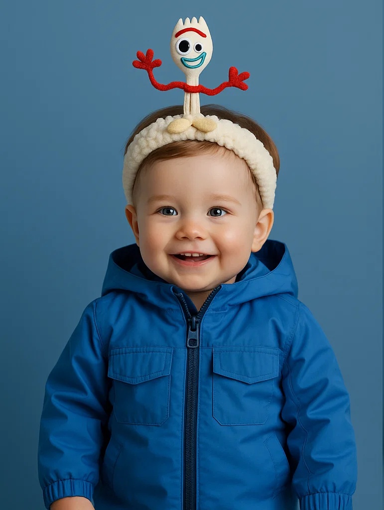 Playful Forky Headband with Raised Arms for Babies