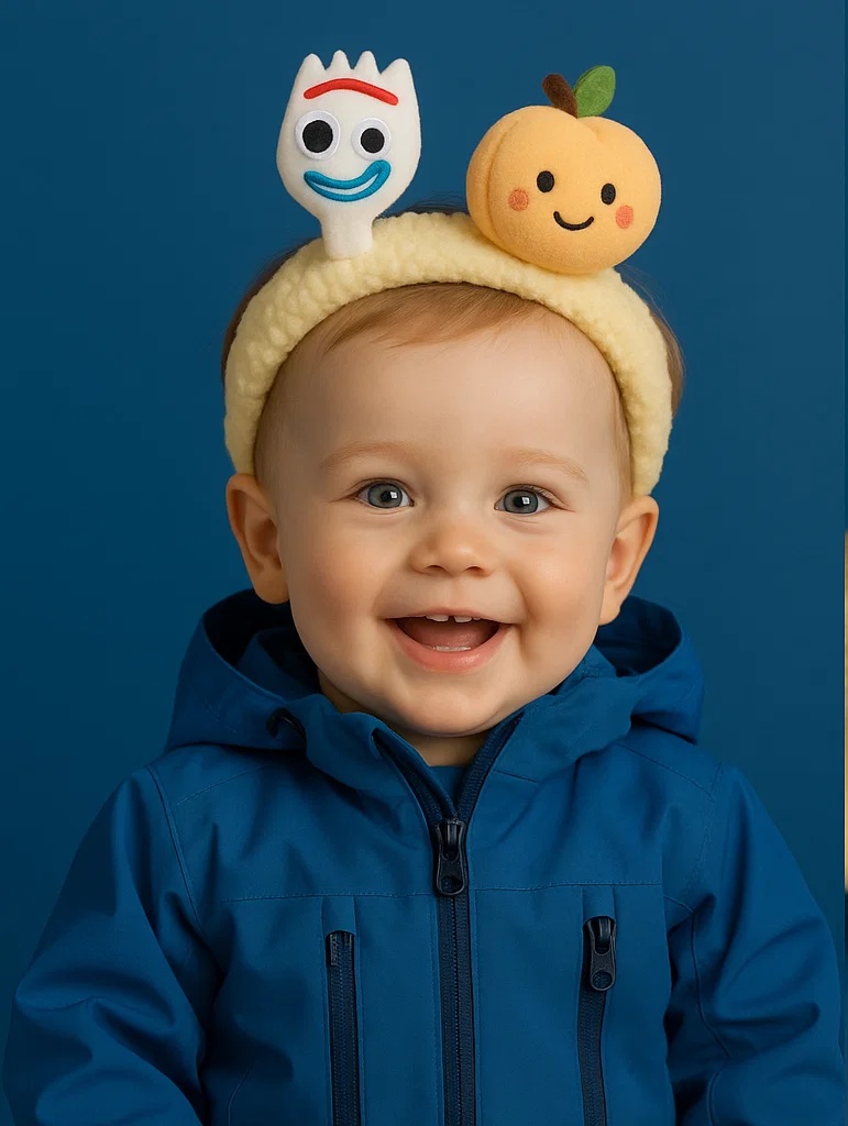 Cute Forky Headband with a Sweet Peach for Babies