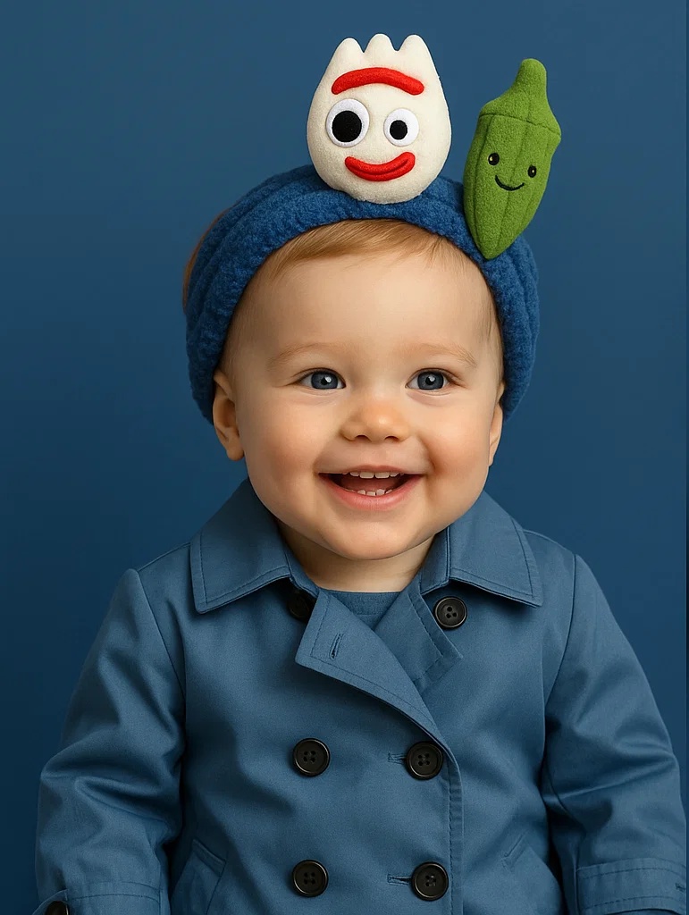 Nature-Inspired Forky Headband with Green Leaf for Babies