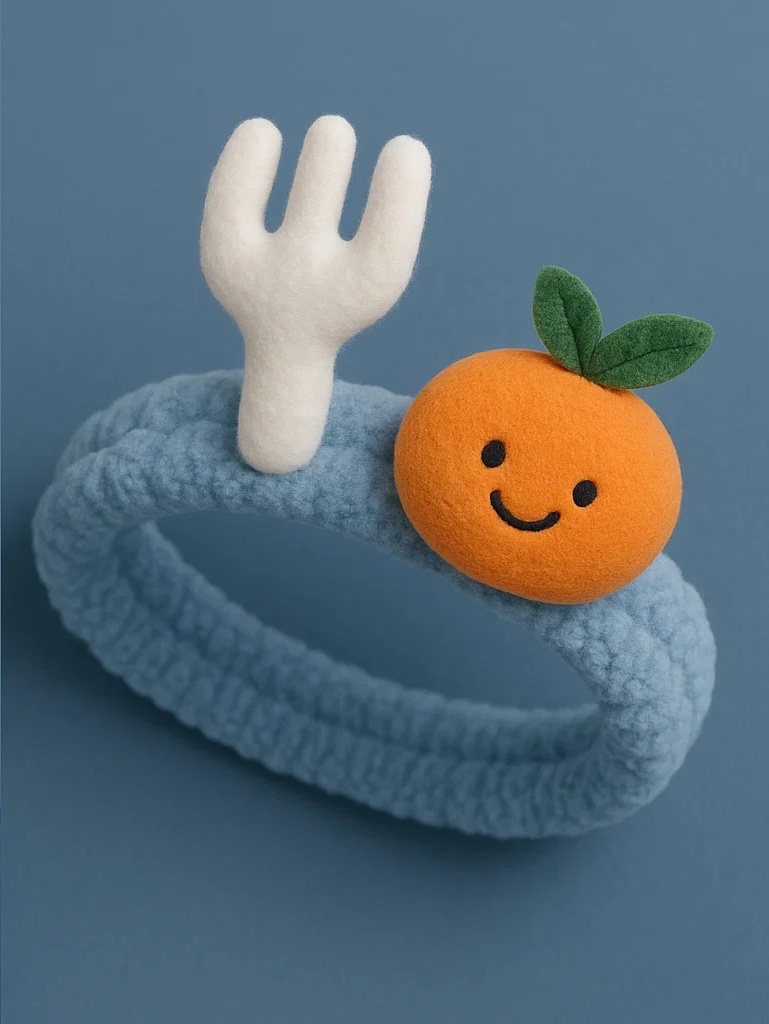 Colorful Forky Headband with Orange and Green Leaf for Babies
