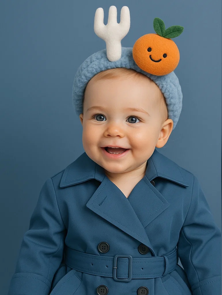 Colorful Forky Headband with Orange and Green Leaf for Babies