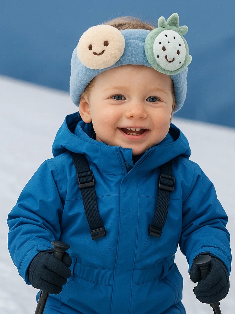 Forky Headband with Smiling Peach and Pineapple for Babies