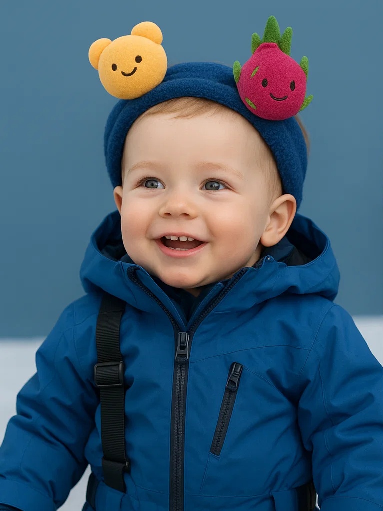 Forky Headband with Bear and Dragonfruit for Babies