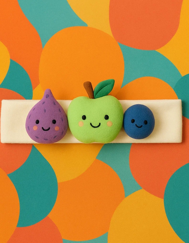 Fruity Fun on Your Baby’s Head – Fig, Green Apple, and Blueberry Plush Baby Headband!