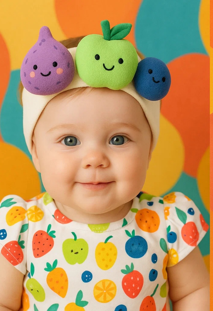 Fruity Fun on Your Baby’s Head – Fig, Green Apple, and Blueberry Plush Baby Headband!