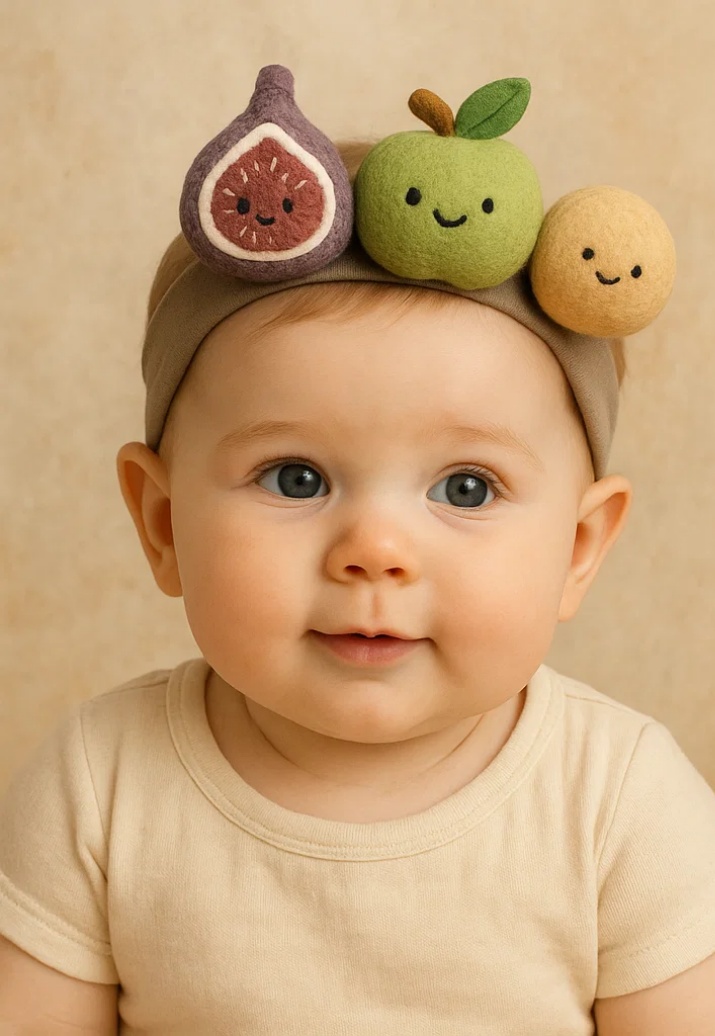 Fruit Salad on Your Baby’s Head – Fig, Green Apple, and Longan Plush Baby Headband!