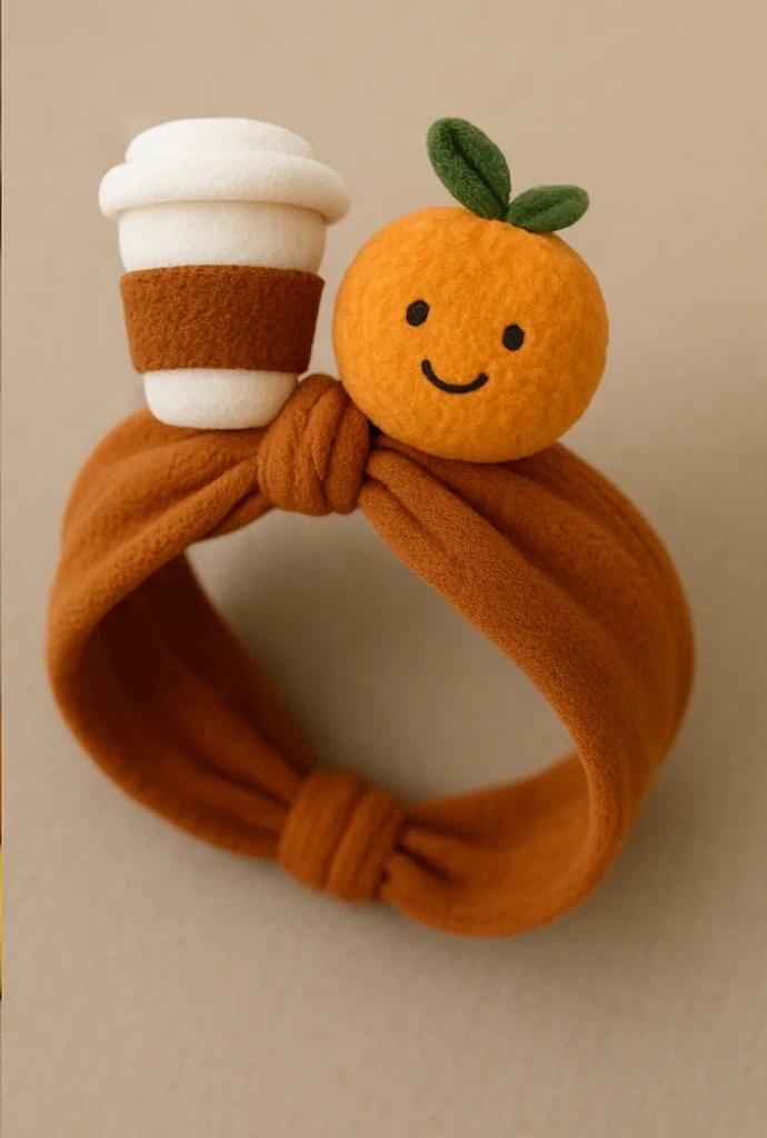 Orange & Coffee Cup Baby Headband