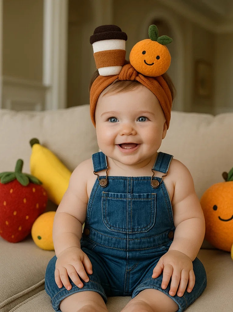 Orange & Coffee Cup Baby Headband