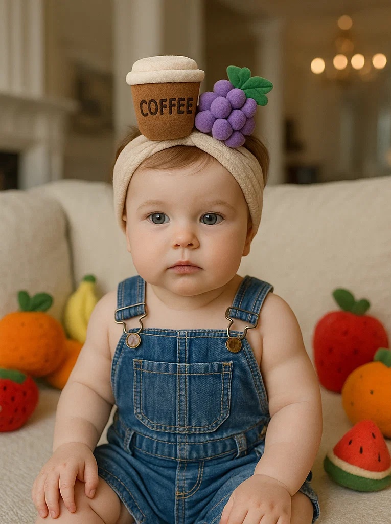 Whimsical Coffee & Purple Grapes Baby Headband – B2B Custom Baby Boutique Supply