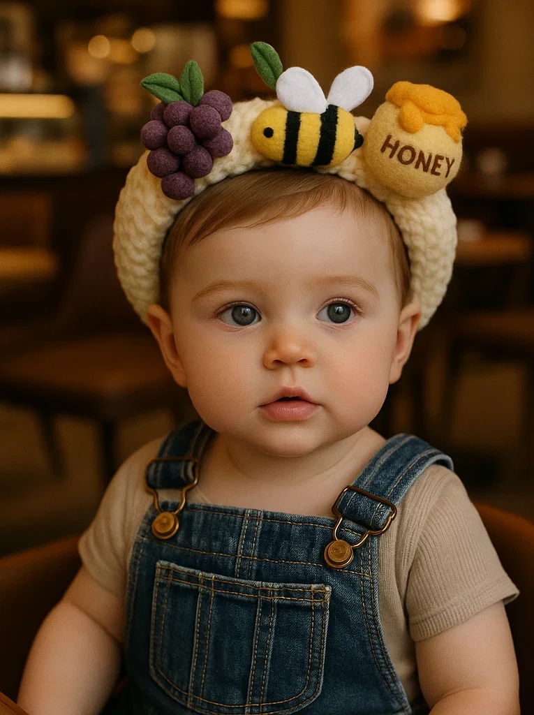 Smiling Bee & Mulberries Baby Headband with Honey Jar – Boutique Baby Gift Essential