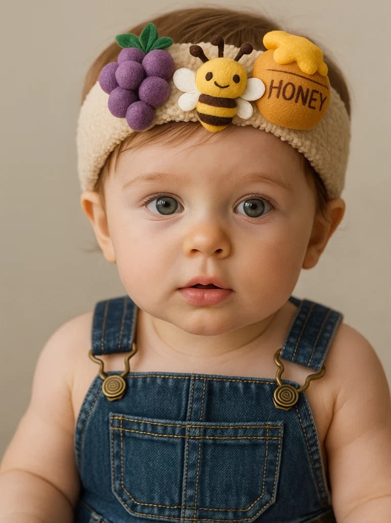 Bonita diadema para bebé con frutas y miel