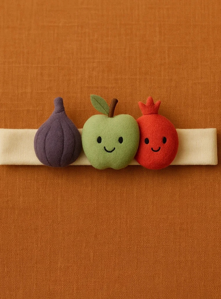 Fruit Party on Your Baby’s Head – Fig, Green Apple, and Pomegranate Plush Baby Headband!