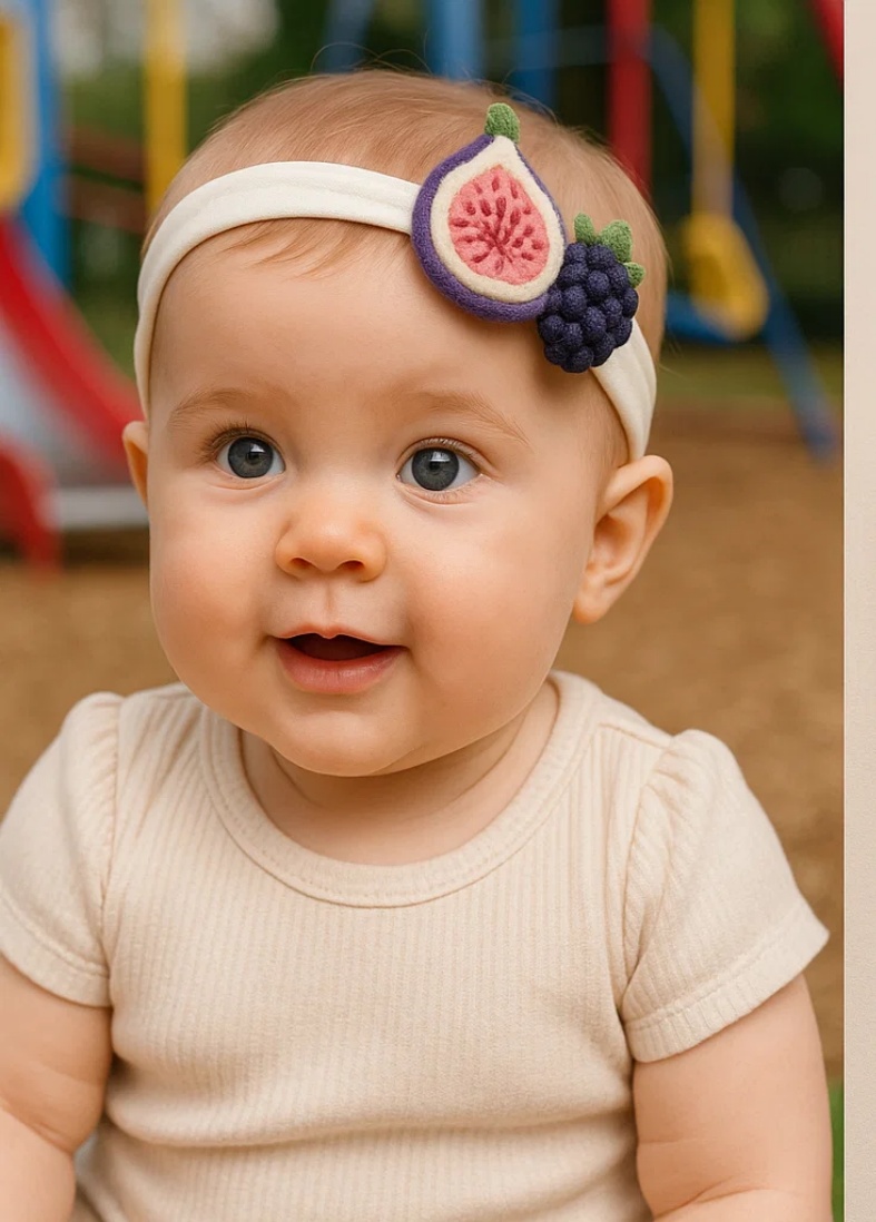 Baby Headband with Fig and Mulberry Plush Toys