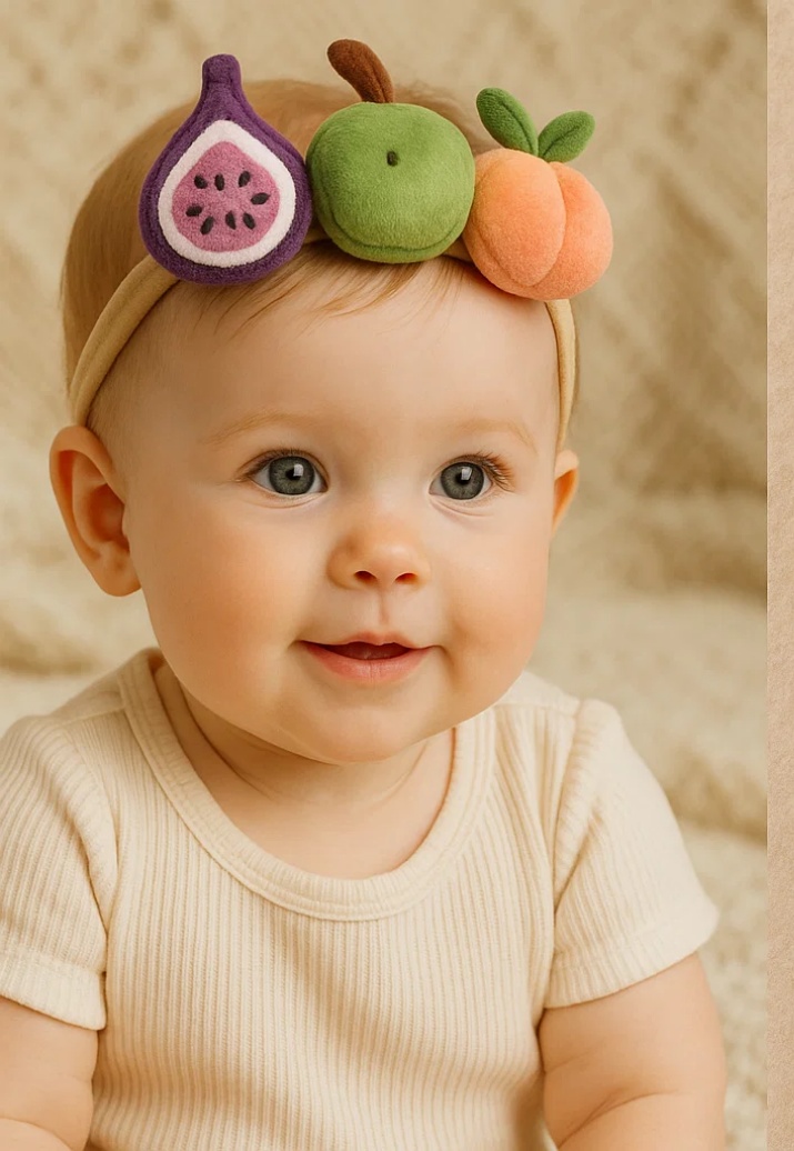 Fruity Fun on Your Baby’s Head – Fig, Green Apple, and Peach Plush Baby Headband!