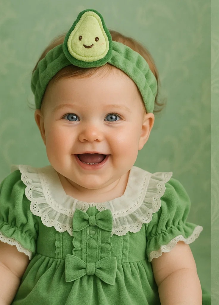 Bandeau bébé Star Kirby avec fruit et robe verte