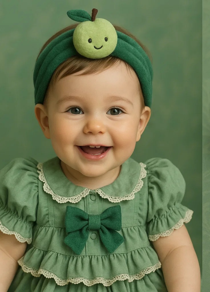Lindo diadema de bebé con tema de manzana