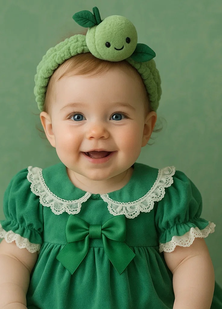 Adorable Green Apple-Themed Baby Headband